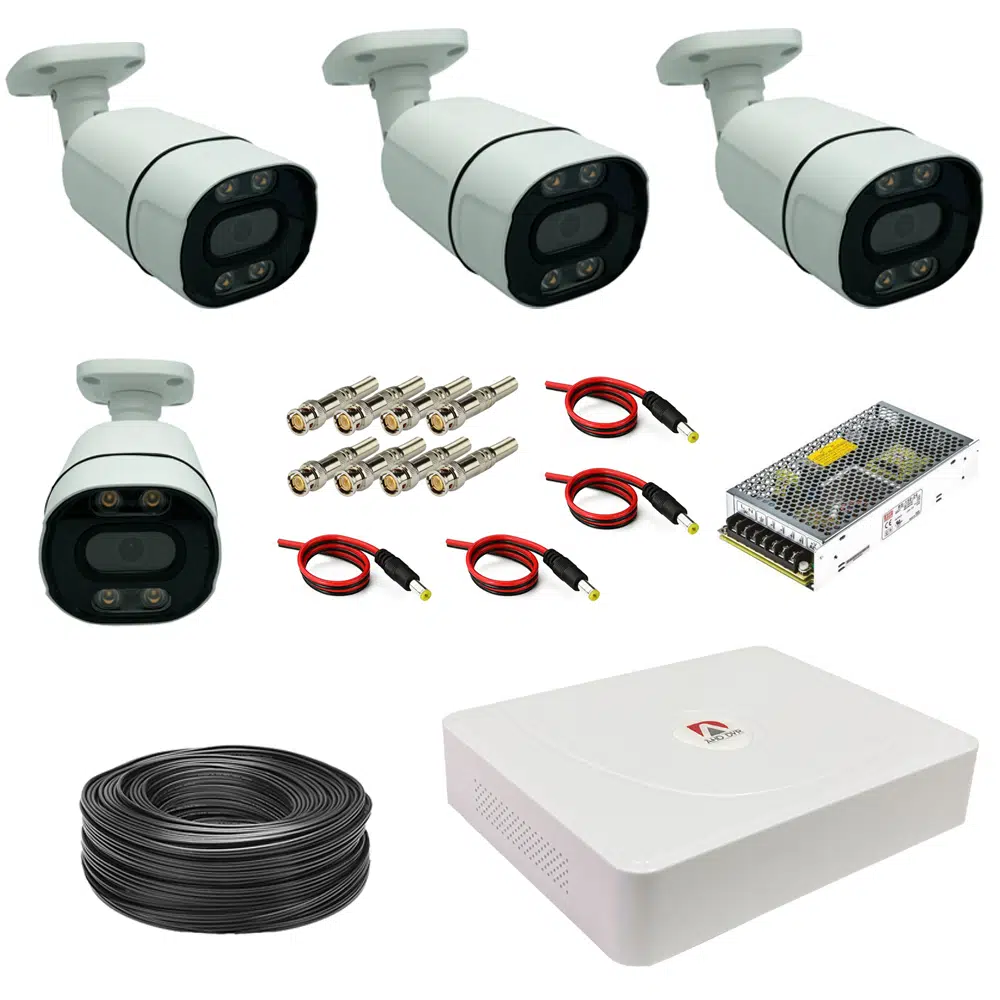 ahd-cctv-package-4ch-2mp-warmlight-1497-1 پک دوربین مداربسته 4 کانال 2 مگاپیکسل AHD دید در شب رنگی کد 1497