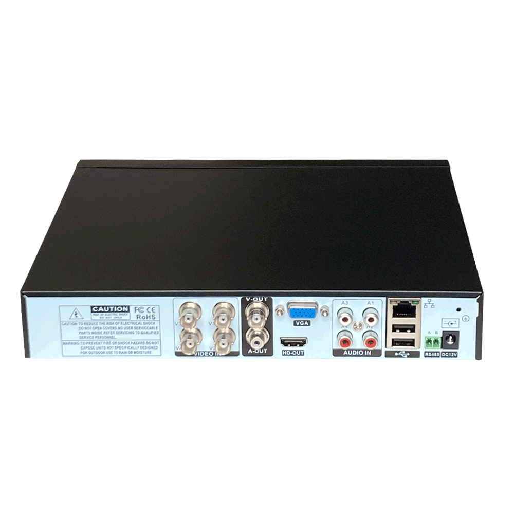 دستگاه دی وی آر (DVR) 4 کانال 5 مگاپیکسل مدل DM4M با نرم افزار XMEye - عکس از نمای عقب دستگاه