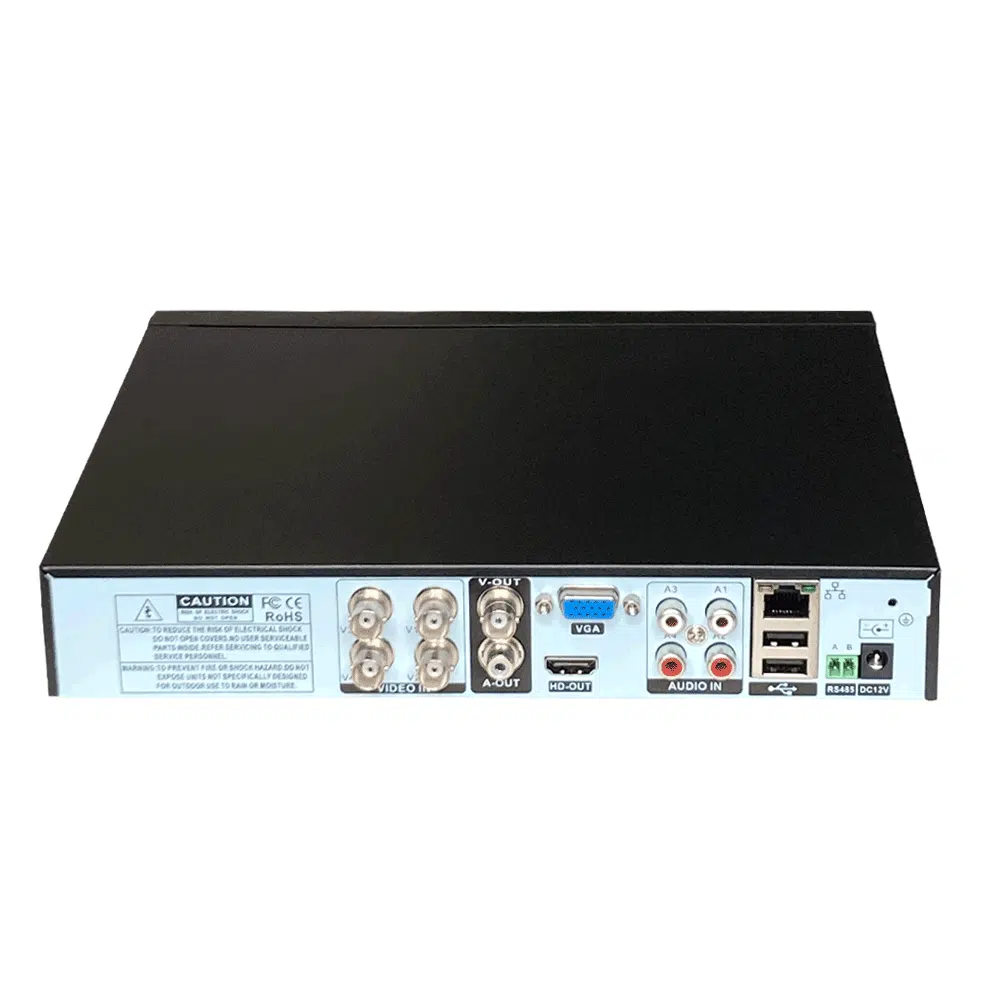 دستگاه دی وی آر (DVR) 4 کانال 5 مگاپیکسل مدل DM4M با نرم افزار XMEye - عکس از نمای عقب دستگاه