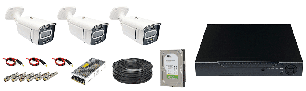 اقلام همراه پکیج 3 عددی دوربین مداربسته 5 مگاپیکسل AHD کد 8302h