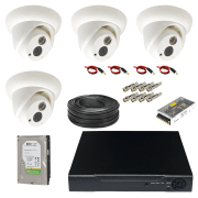 پکیج اقتصادی دوربین مداربسته 4 کاناله با دید در شب رنگی و میکروفون داخلی کد DP16