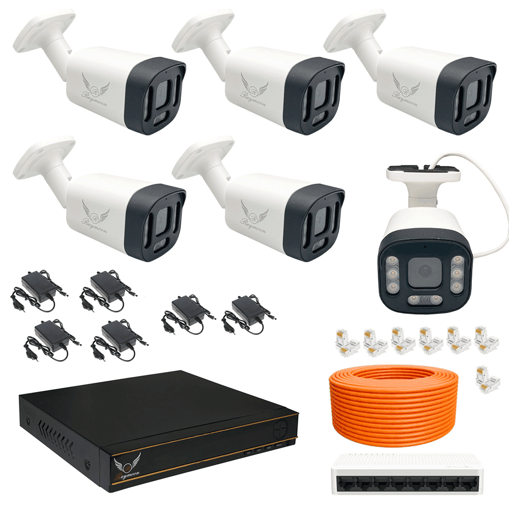 پکیج 6 عددی دوربین مداربسته 8 مگاپیکسل IP رایمون مدل HP-8M313-6c پکیج 6 عددی دوربین مداربسته 8 مگاپیکسل IP رایمون مدل HP-8M313-6c