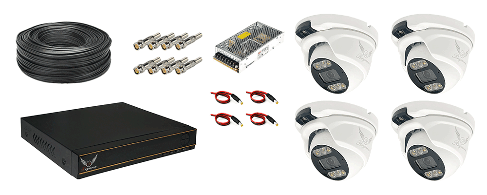 اقلام همراه پکیج 4 کانال دوربین مداربسته 5 مگاپیکسل AHD برند رایمون کد HP-H52-4c