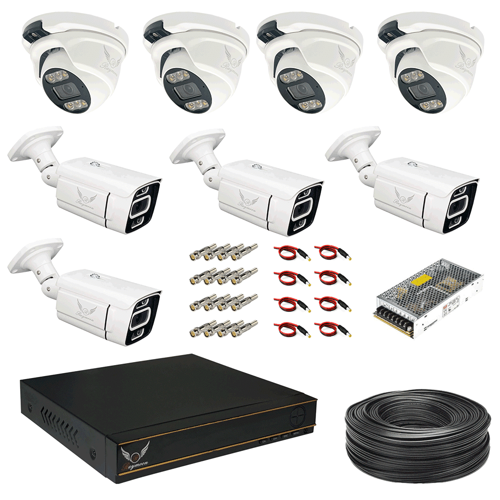 پکیج 8 کانال دوربین مداربسته 2 مگاپیکسل AHD برند رایمون کد HP-H5202a-8c پکیج 8 کانال دوربین مداربسته 2 مگاپیکسل AHD برند رایمون کد HP-H5202a-8c