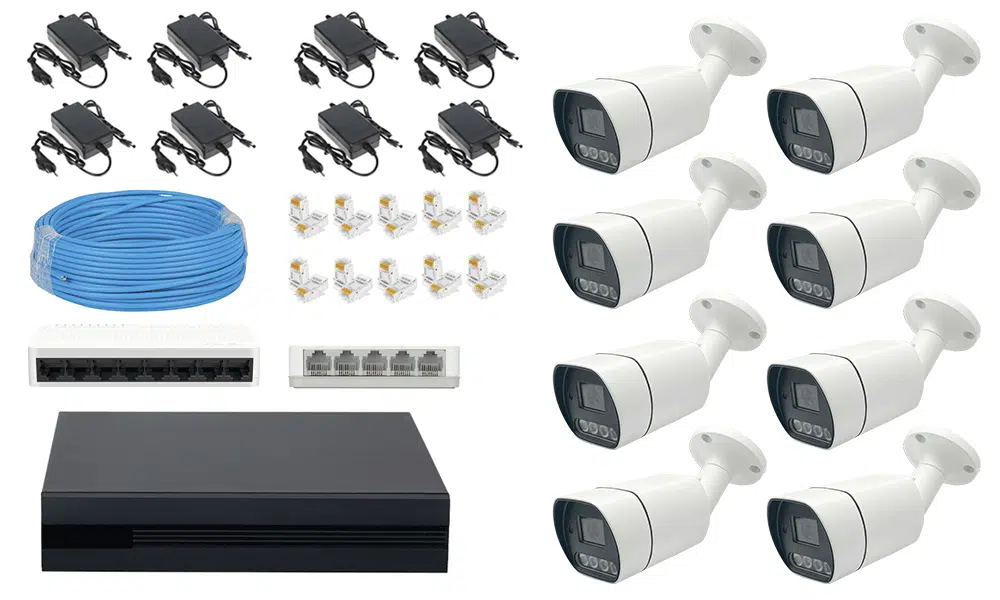 اقلام همراه پکیج 8 کانال دوربین مداربسته 5 مگاپیکسل دید در شب رنگی IP کد HP-60Qi-8c