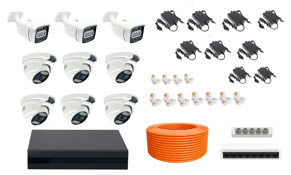 اقلام همراه پک کامل 9 عددی دوربین مداربسته 5 مگاپیکسل دید در شب رنگی IP کد 9QH5202i