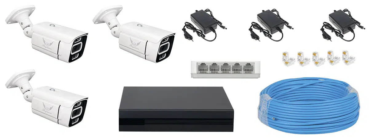 آقلام همراه پکیج 3 عددی دوربین مداربسته 5 مگاپیکسل دید در شب رنگی IP کد 3Q8302i
