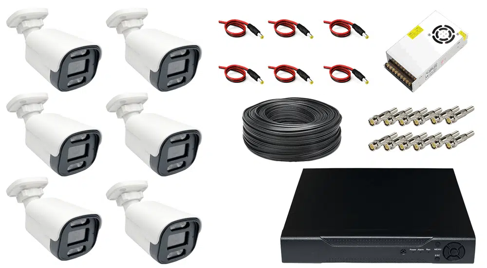 اقلام همراه پکیج 6 عددی دوربین مداربسته 2 مگاپیکسل AHD کد HP-8235A-6c