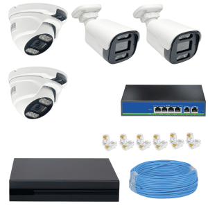 پکیج 4 کانال دوربین مداربسته 5 مگاپیکسل تحت شبکه POE مدل HP-H5235e-4C